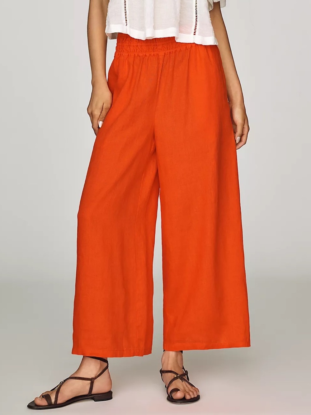 Anthropologie Somerset 100% Linen Pull-On Wide-Leg Pants